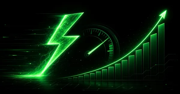 Illustration abstraite de la vitesse d'un site web avec un éclair vert
