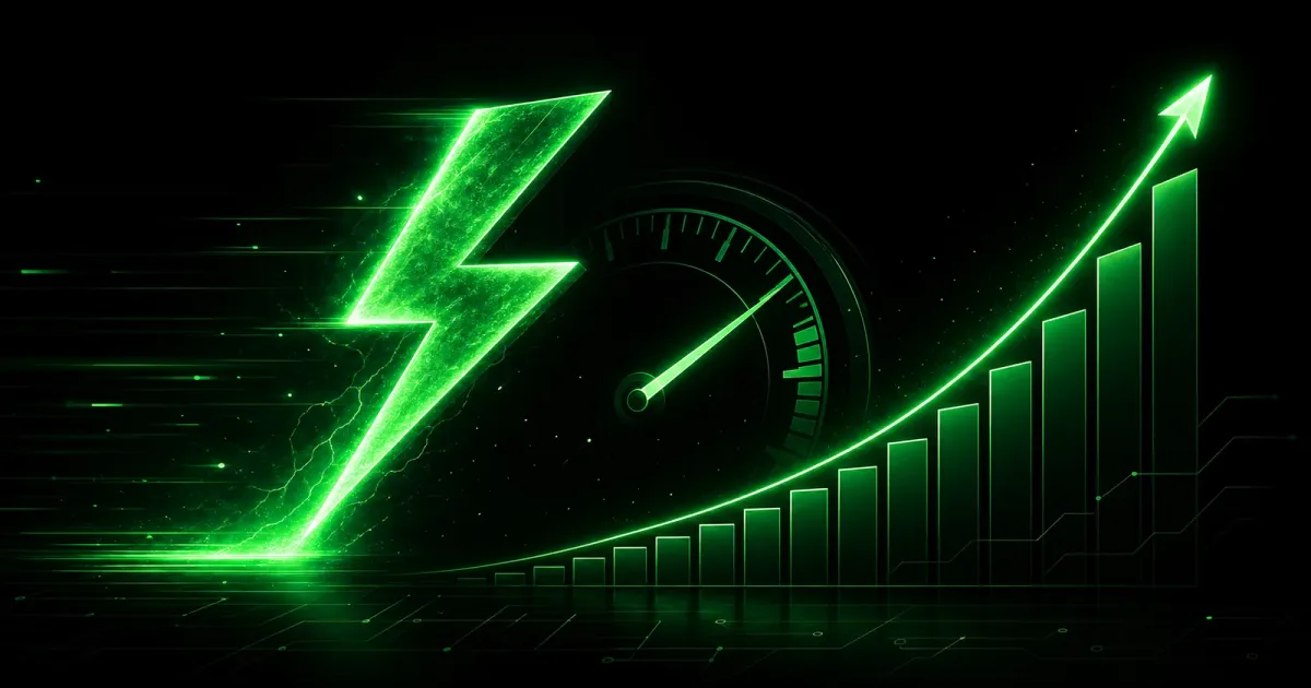 Illustration abstraite de la vitesse d'un site web avec un éclair vert